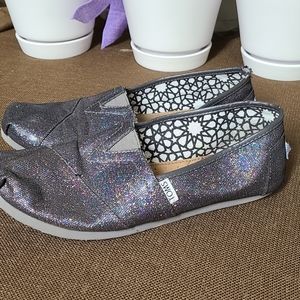 Toms black colorful glitter slip ons